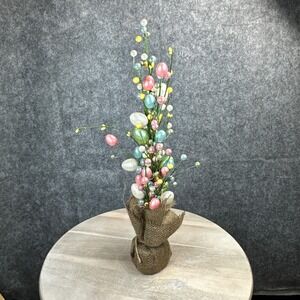 Martha Stewart 21" Easter Egg Tree Burlap Base Pink Blue White NWT